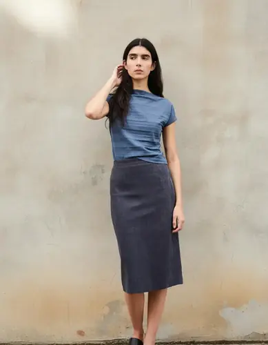 Pollera Falda Simil Gamuza Gris M