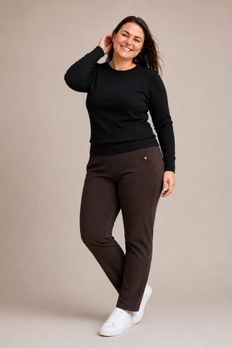 Calza Afelpada Plus Size Talles Grandes Térmicas Chocolate Oscuro 2xl
