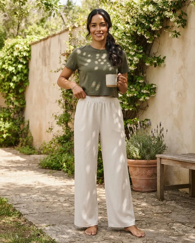 Pantalón Recto Para Mujer  Sport Spandex Crudo Sin Piolita L