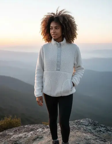 Buzo Sweater  Peludito Con Bolsillos Sherpa Teddy Blanco Crudo 1