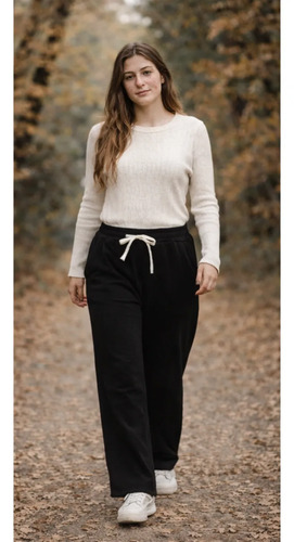 Pantalón Deportivo Recto Felpa Negro M