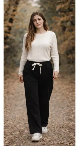 Pantalón Deportivo Recto Felpa Negro M