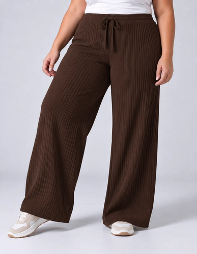 Pantalón Palazzo Primavera Verano Talles Varios Chocolate M