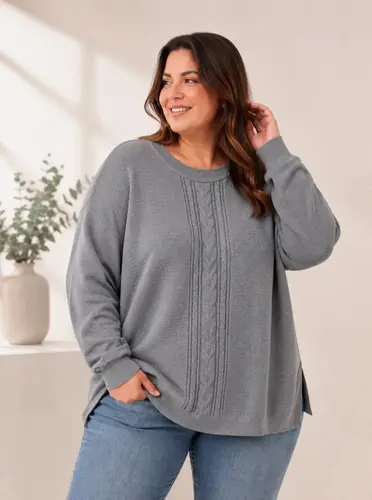 Sweatere Tejido De Punto Plus Size Gris 2x A 3x
