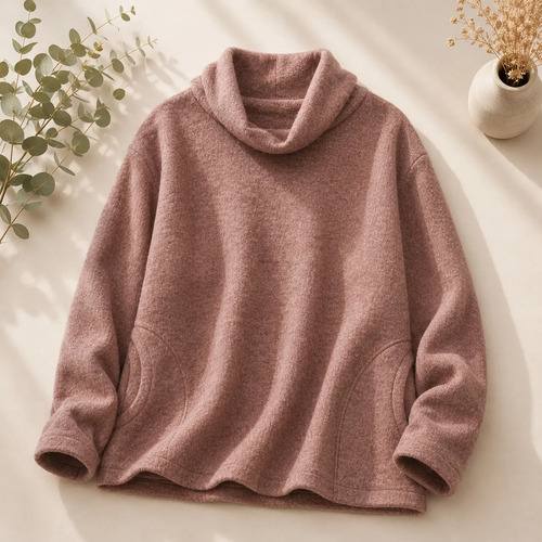 Sweater Buzo  Polerón Lanilla Aspen Overesize Único Tostado