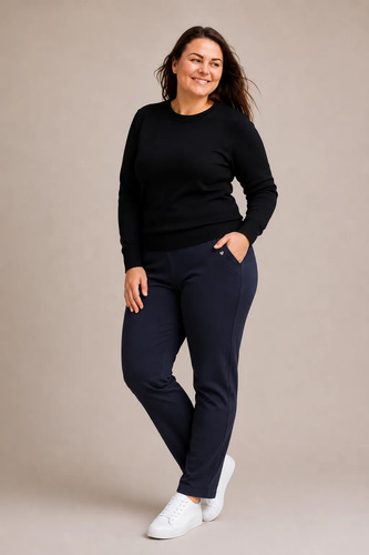 Calza Afelpada Plus Size Talles Grandes Térmicas Azul Marino Oscuro Xl