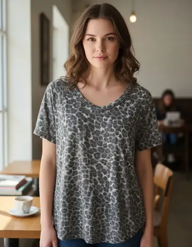Remerón Remera Animal Print Leopard Gris Único Animal Print
