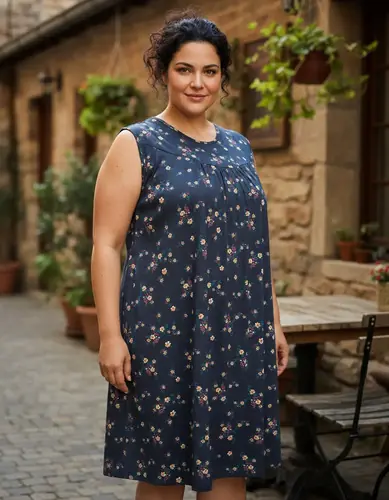 Vestido Mujer Talles Grandes Plus Size Negro Flores Pequeñas Floral 2