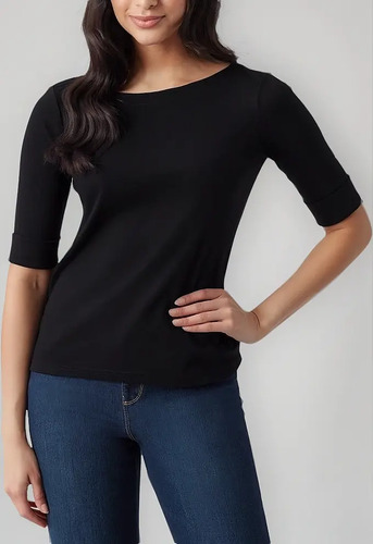 Remera 3/4  Buzo Algodón Negro L