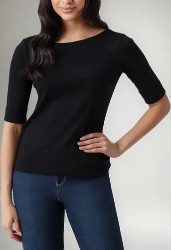 Remera 3/4  Buzo Algodón Negro Xxl