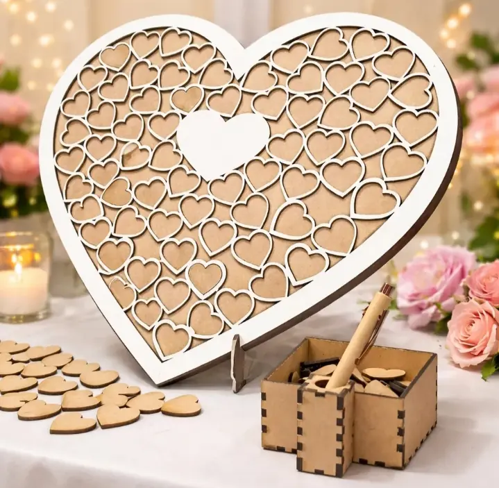 Cuadro de firmas corazon blanco