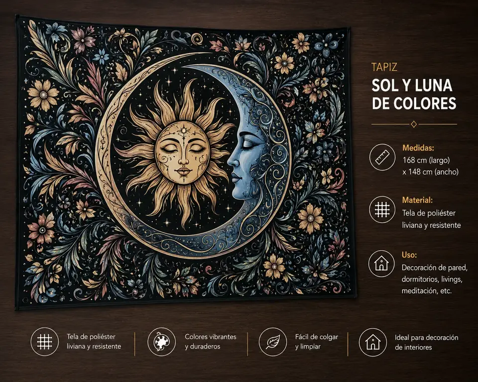 tapiz de sol y luna de colores