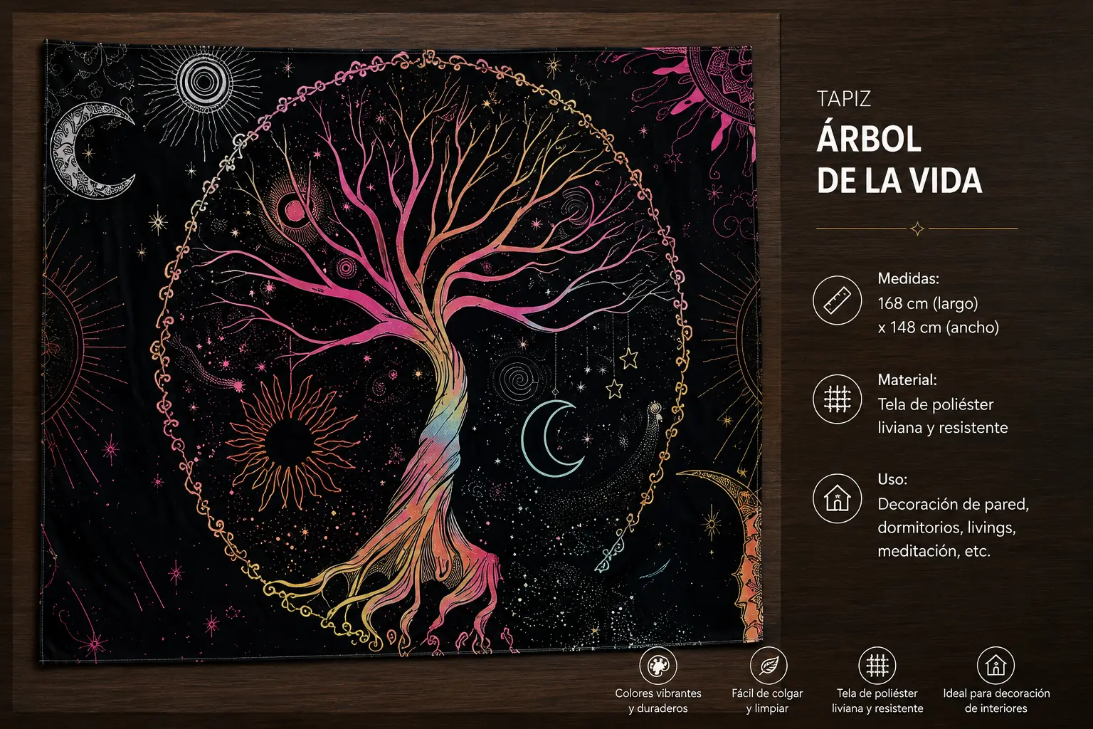 tapiz del arbol de la vida con colores