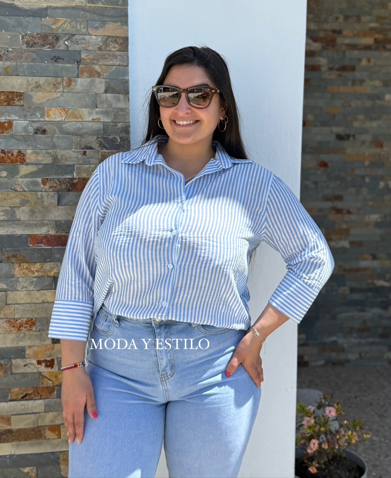 Camisa Rayas Celeste