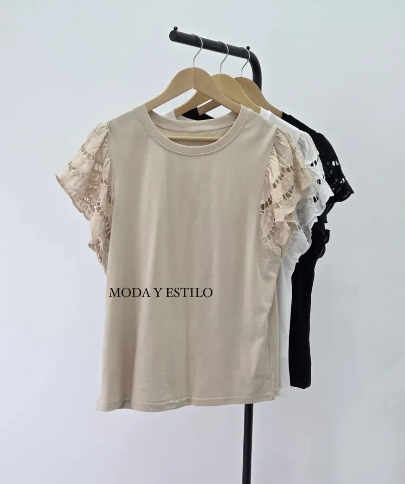 Remera Manga Broderie