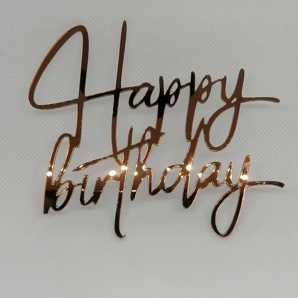 Happy birthday acrilico color cobre
