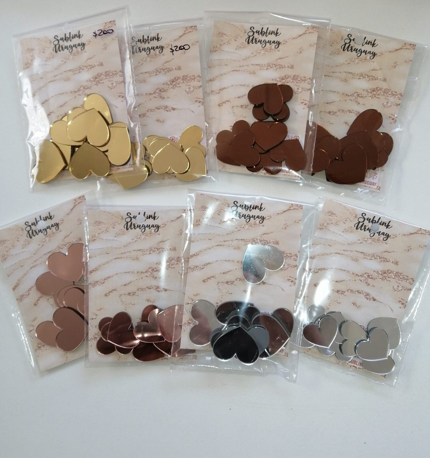 Corazones en acrilico espejado, 1.5mm 10 unidades