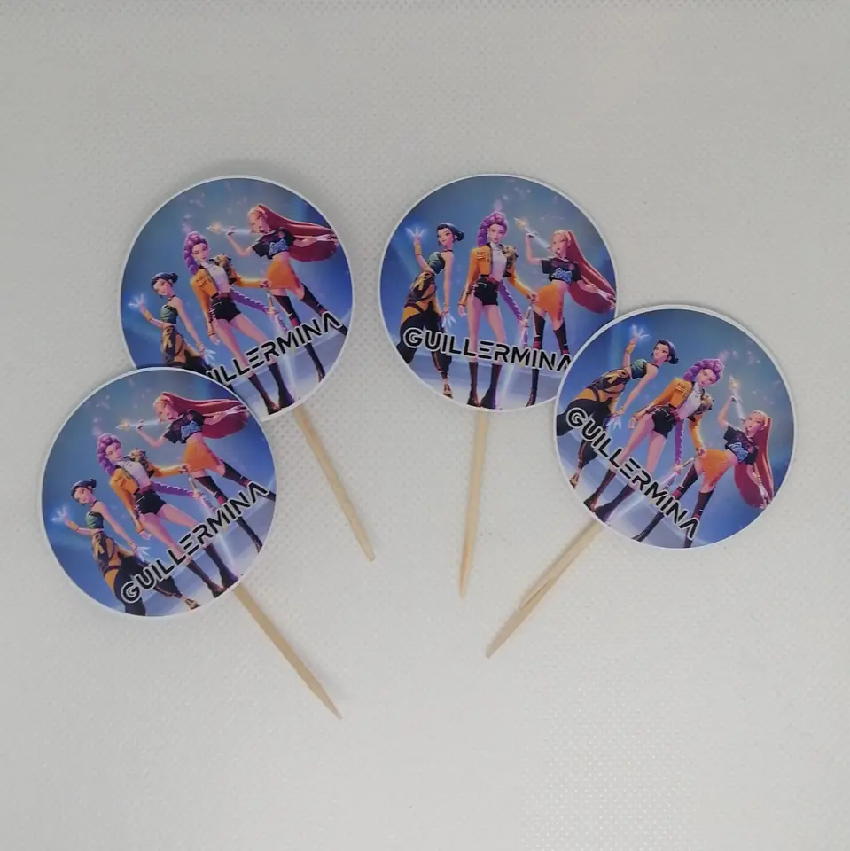 cupcake topper personalizado kpop demon hunters, Las Guerreras K-pop