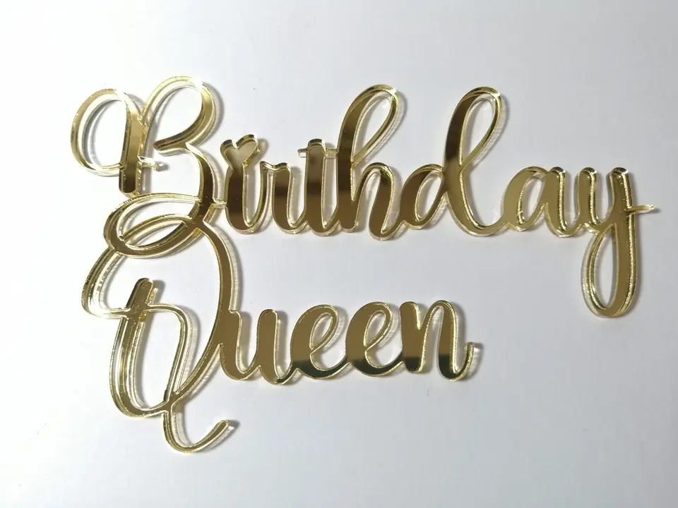 cake topper birthday queen en acrilico de 3mm