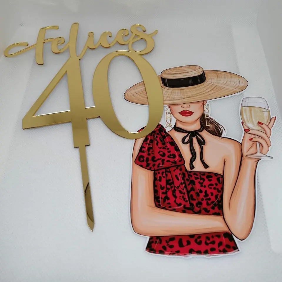 Felices 40 (edad a eleccion) topper mujer en papel de foto