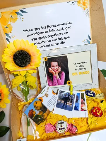 Box recuerdos flores amarillas