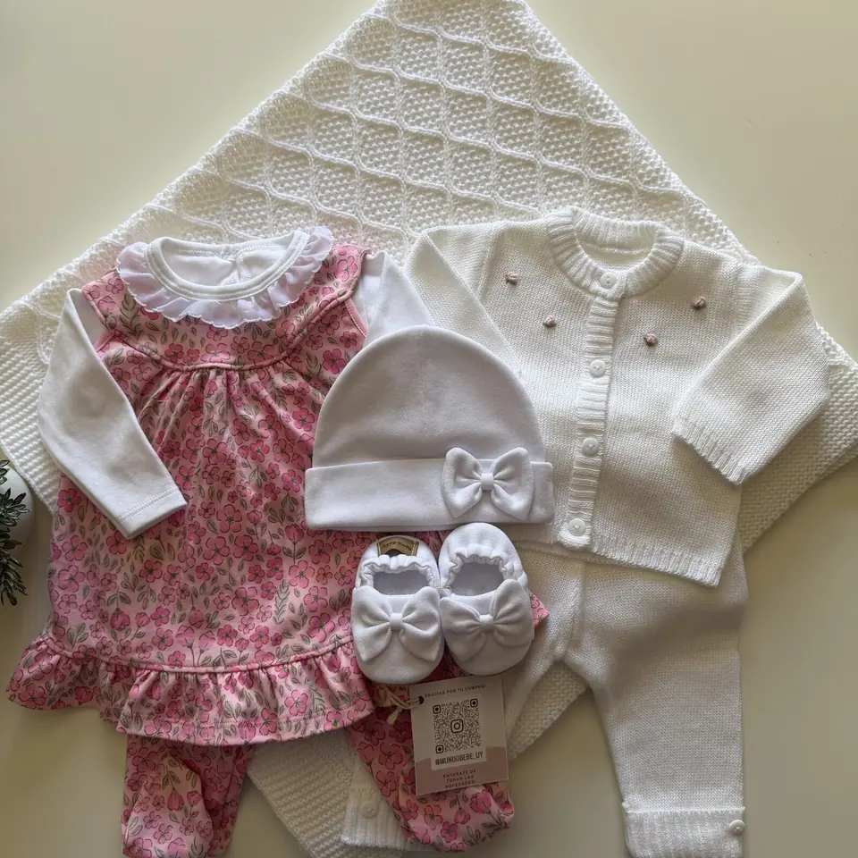 Conjunto de hilo algodón + vestido de algodón + pelele de algodón + body de algodón