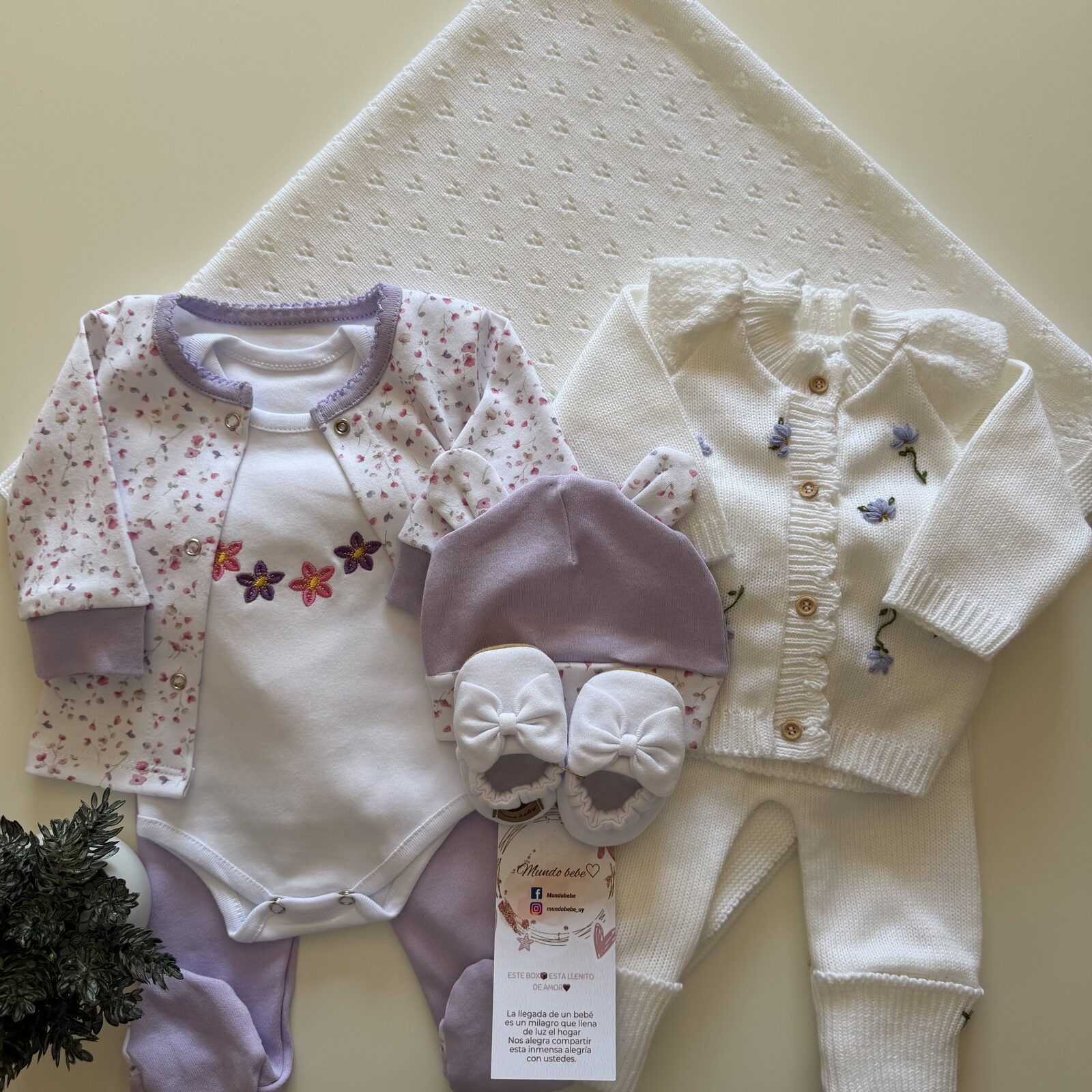 Saquito , pantalón , body y gorrita de algodón + saco y pantalón de dralon