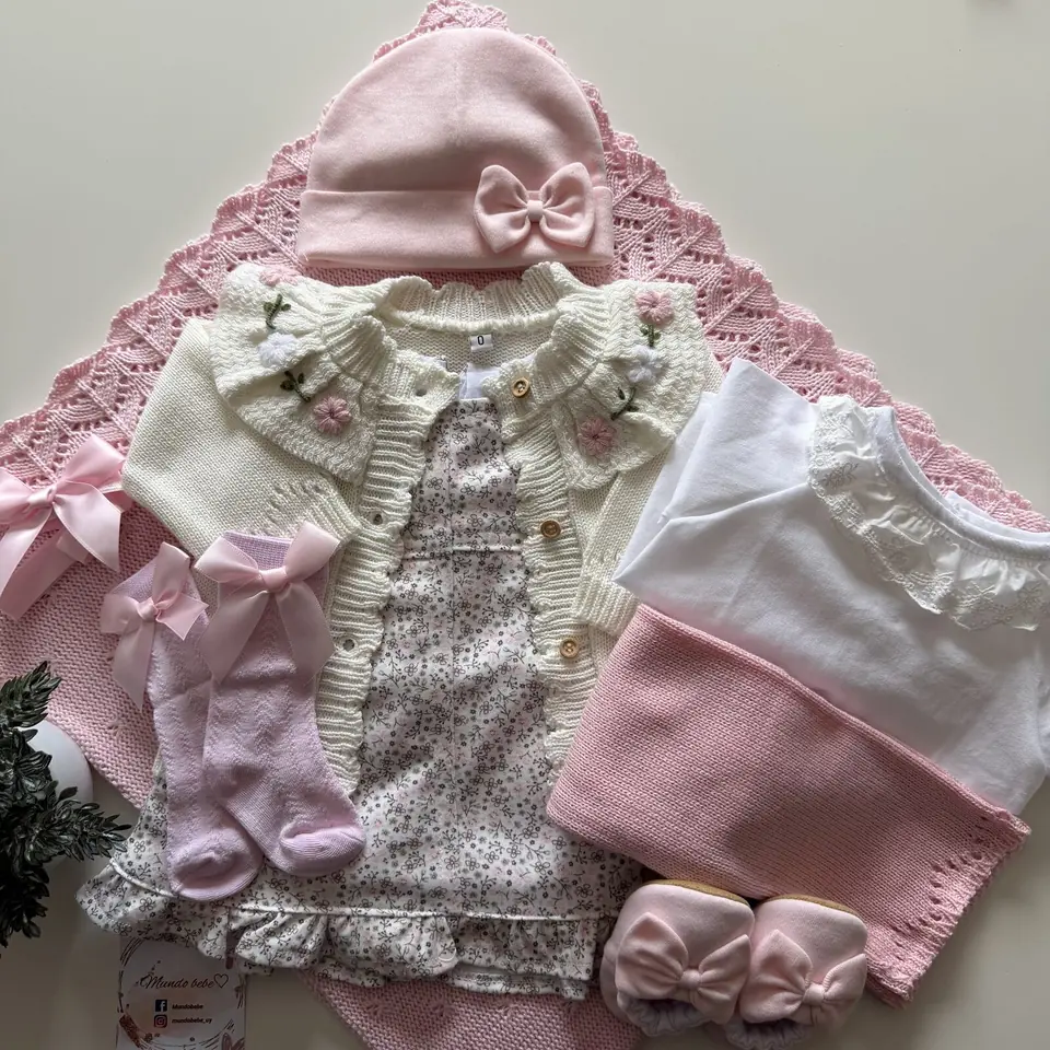 Vestido símil pana , saco y pantalón de hilo algodón + bata de nanzu