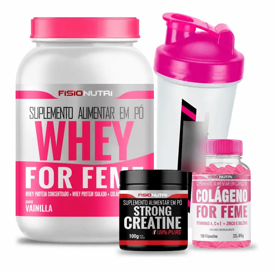 Combo Femenino Whey + Colágeno + Creatina + shaker (Regalo) VAINILLA