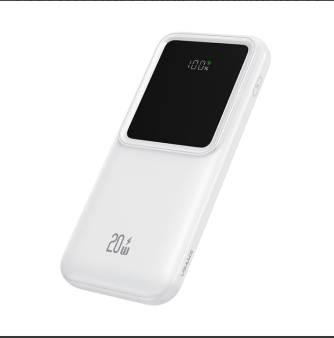 CD193 Power Bank 10000mAh PD 20W+ 2 QC3.0 Carga Rápida C/Cable tipo C Lightning, Micro Blanco USAMS