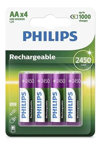PILA RECARGABLE PHILIPS 2 UNIDADES AA DE 2450 MAH