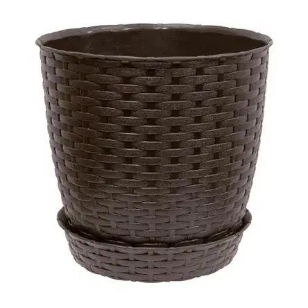 MACETA REDONDA RATAN 20L NEGRA O TERRACOTA