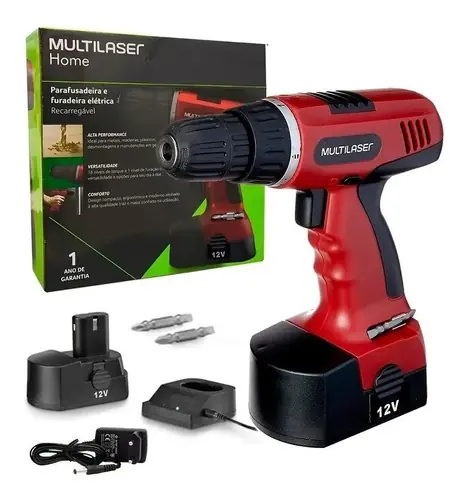 TALADRO DESTORNILLADOR INALAMBRICO BATERIA 12V MULTILASER HO032