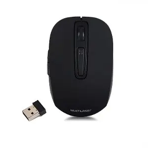 MOUSE INALAMBRICO RECARGABLE NEGRO 1600 DPI MULTILASER MO277