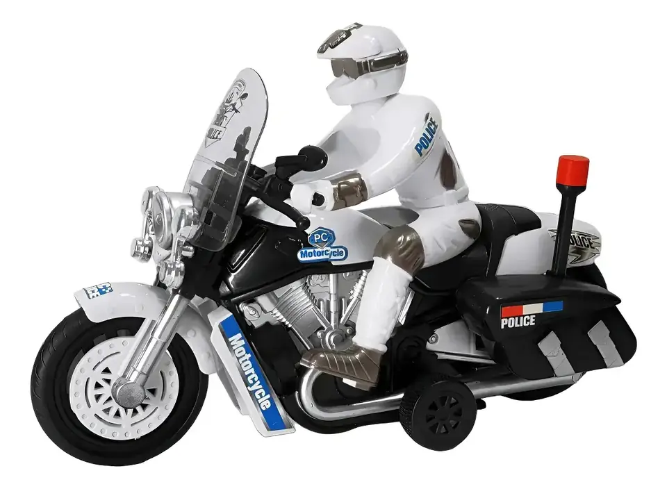 Juguete Infantil Moto Con Policia Friccion Luz Sonido Sirena