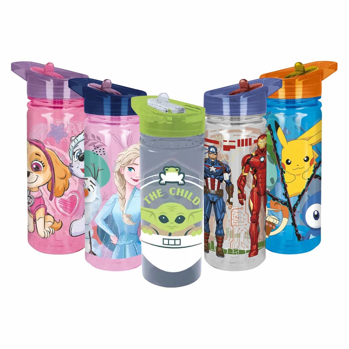 Botella Tristán 580ml Con Pajita Plastico Ecozen Personajes