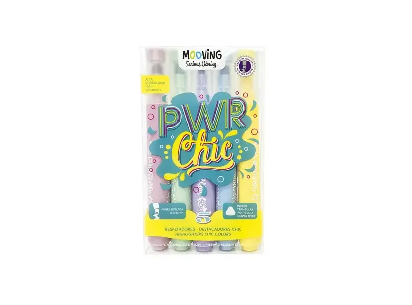 Pack 5 Marcadores Resaltador Fluo Mooving Pwr Chic