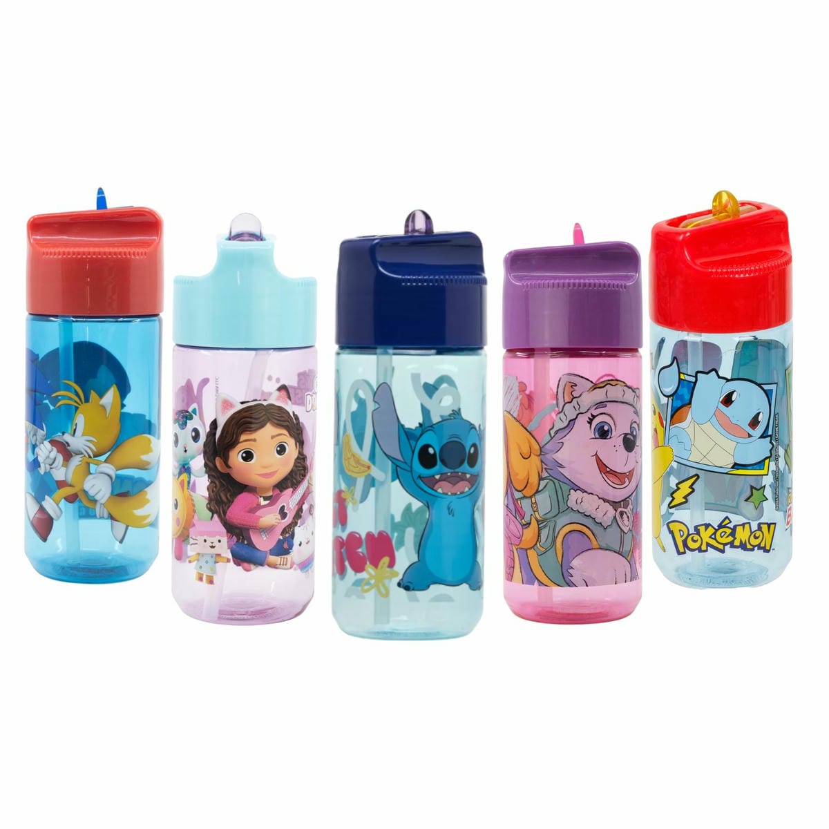 Botella Tritán 430 Ml Con Pajita Personajes