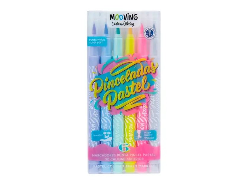 Pack 6 Marcadores Pinceladas Pastel Mooving