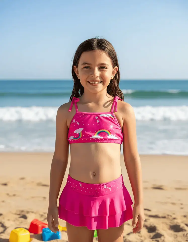 Bañador Malla Traje Baño Niña Arcoíris 2 Pzas 10 A 16 Años