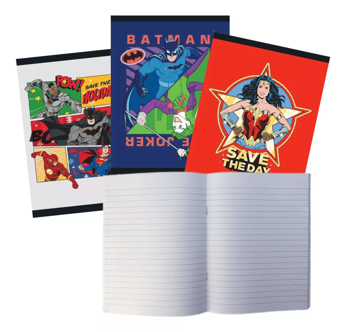 Cuaderno 96 Hojas Escolar Tapa Flex Personajes Warner Heroes Batman Superman