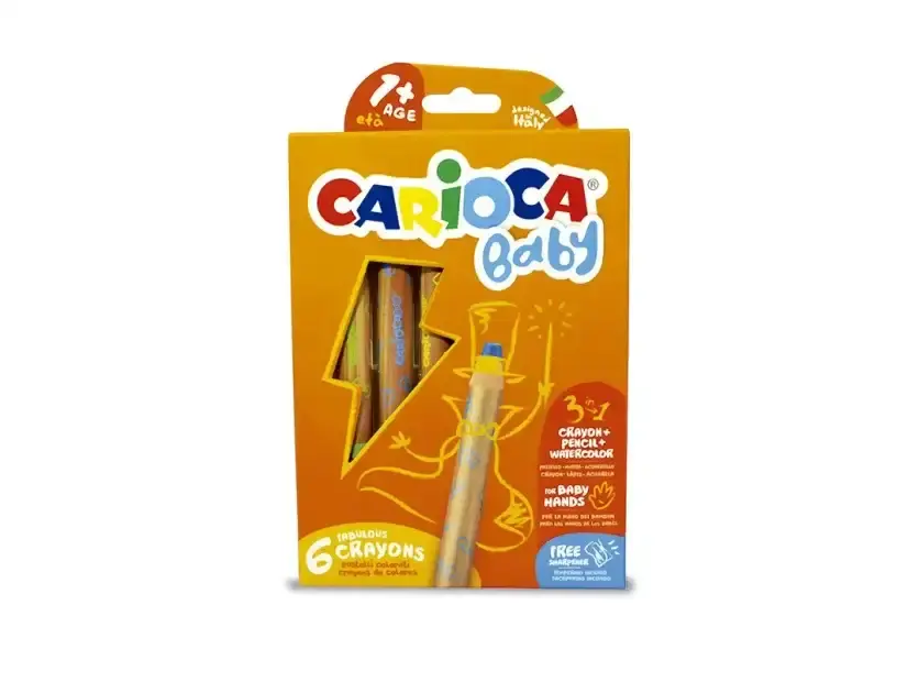 Lápiz 3 En 1 Lápiz Cera Acuarela Carioca Baby Caja X 6 Color
