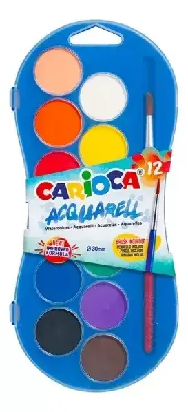Acuarelas Carioca Con Pincel Y Estuche X 12 Colores