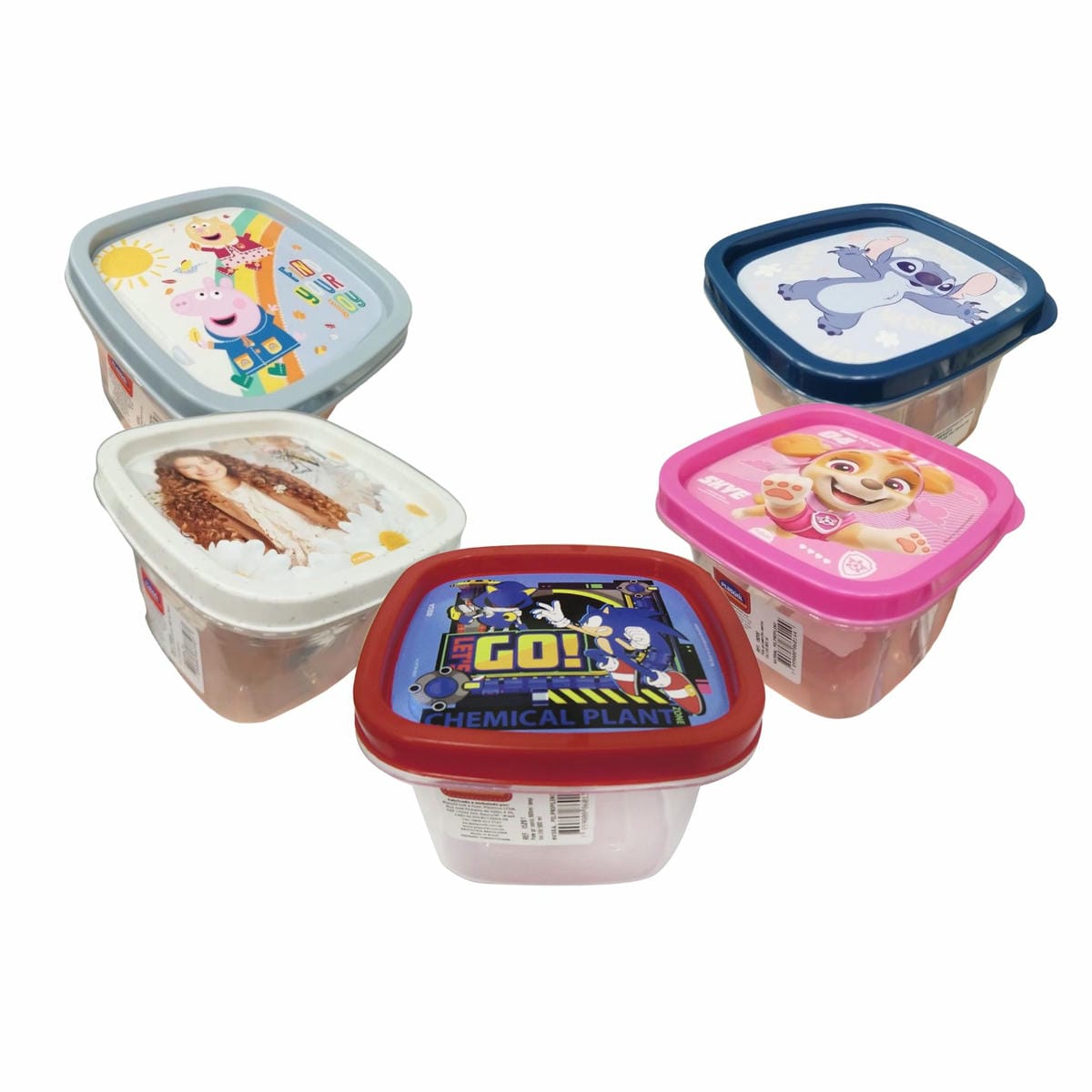 Pote Plástico 500ml 11,5x11x5x8 Cm Libre Bpa Personajes