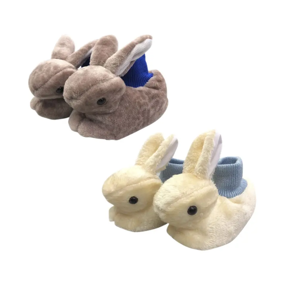Pantufla Peluda Conejo Beige Marrón Talle 24 Al 29 Infantil