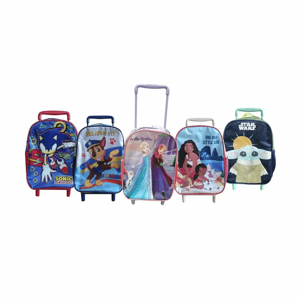 Mochila Infantil Tafeta 30x23x10 con Ruedas Carro Varios Personajes