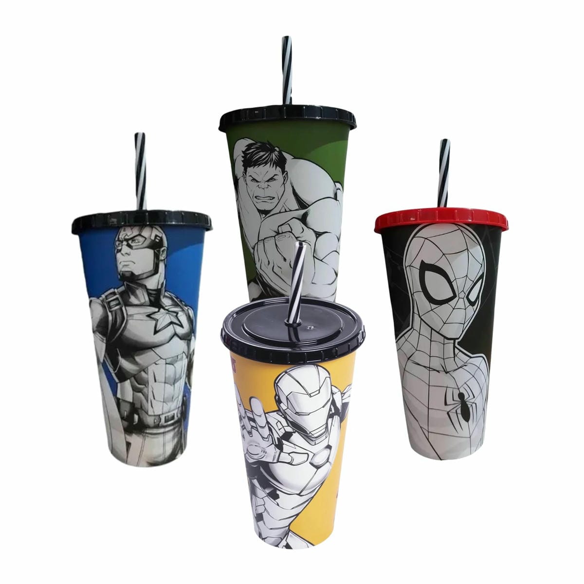 Vaso Plástico con Pajita 700ml Para Colorear Personajes