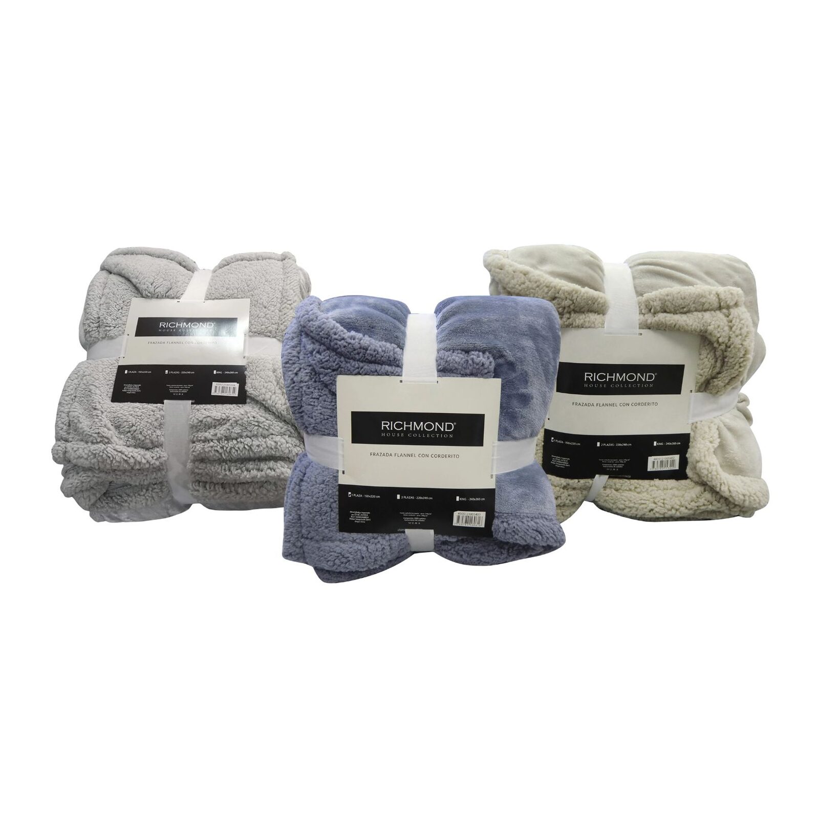 Frazada Flannel con Corderito 2 Plazas / Queen Richmond 220 x 240 cm