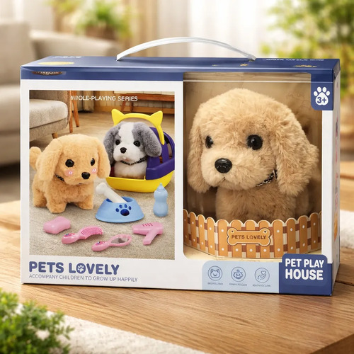 Perro Peluche Con Movimiento, Sonido Y Accesorios