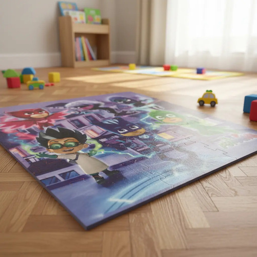 Alfombra Puzzle PJ Masks Goma Eva 8 Pzas De 30x30 Cm